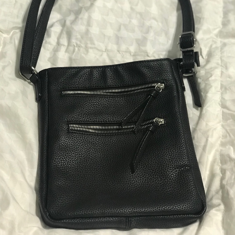 Black leather crossbody bought at Nine West store.